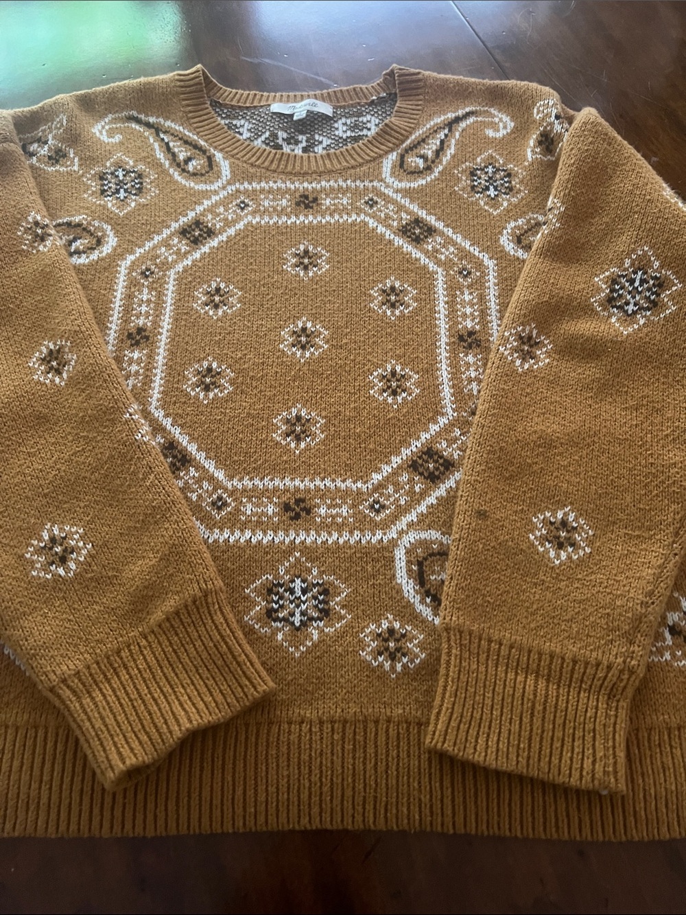Madewell Mustard Bandana print Crewneck Sweater S